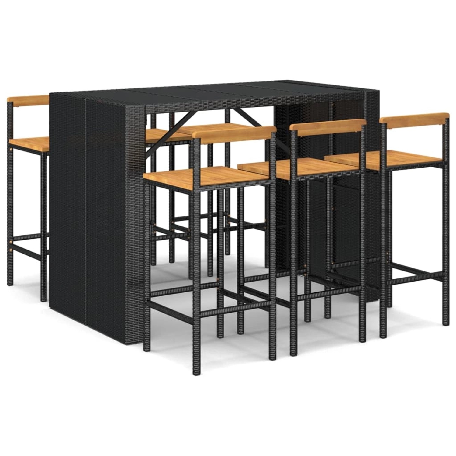 vidaXL 7-tlg Gartenbar-Set Schwarz Poly Rattan & Massivholz Akazie Modell 4 vidaXL 7-tlg Gartenbar-Set Schwarz Poly Rattan & Massivholz Akazie Modell 4 von VIDAXL
