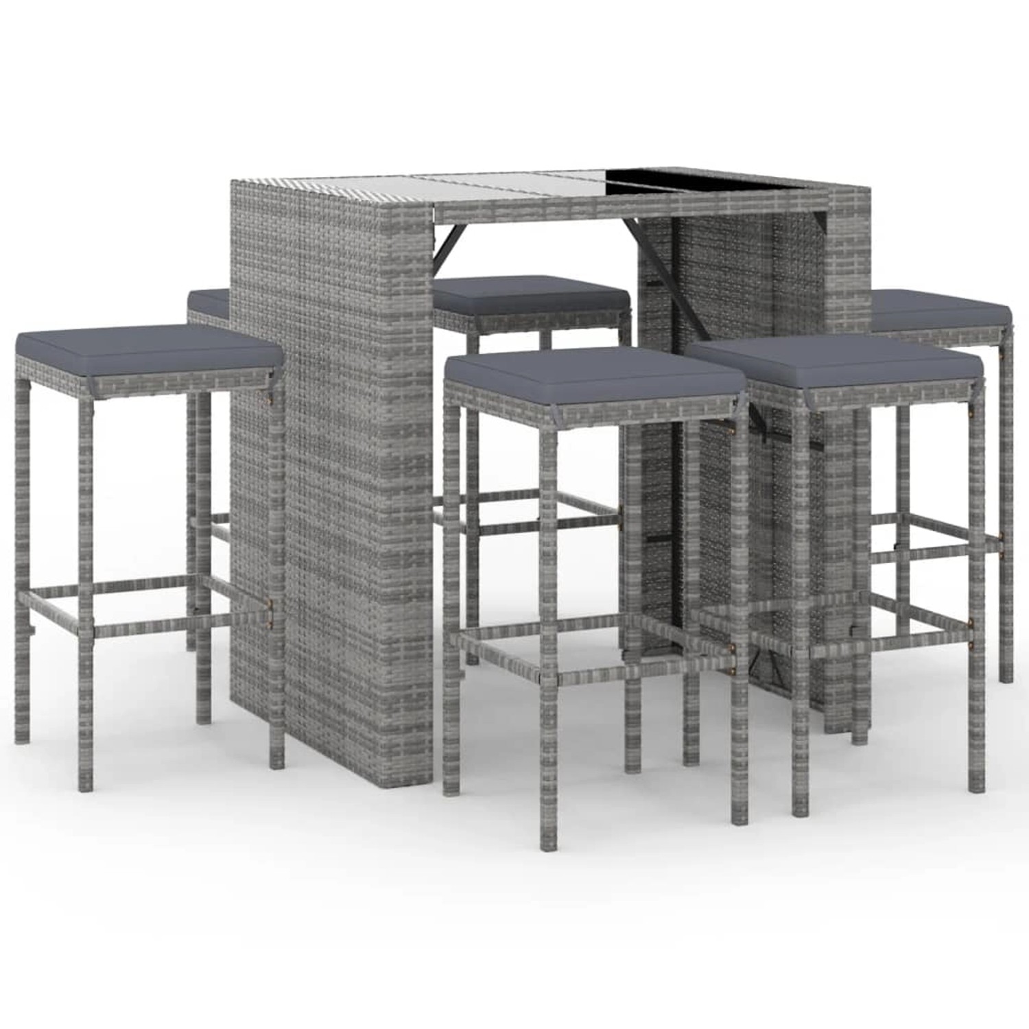 vidaXL 7-tlg Gartenbar-Set mit Kissen Grau Poly Rattan Modell 1 vidaXL 7-tlg Gartenbar-Set mit Kissen Grau Poly Rattan Modell 1 von VIDAXL