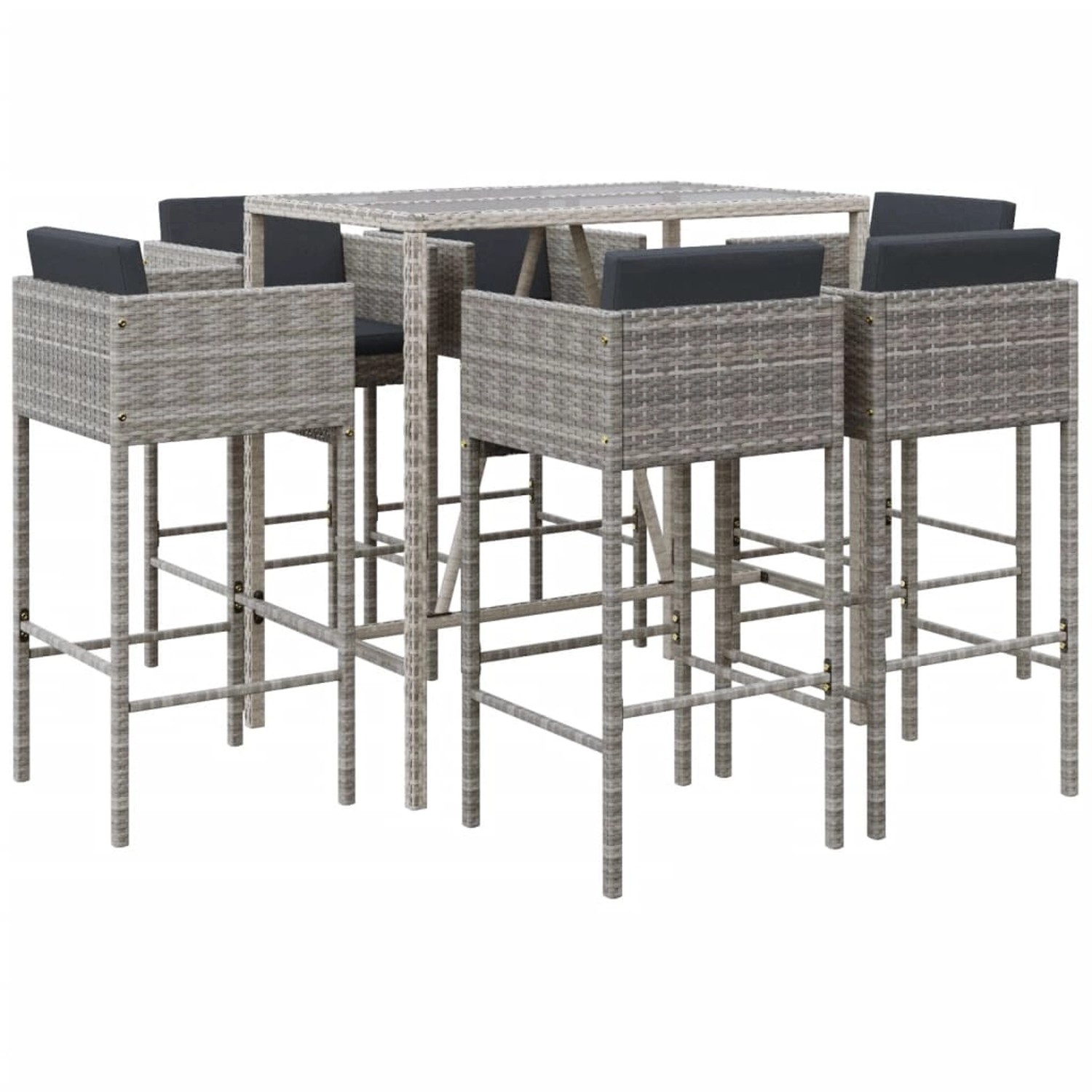 vidaXL 7-tlg Gartenbar-Set mit Kissen Grau Poly Rattan Modell 5 vidaXL 7-tlg Gartenbar-Set mit Kissen Grau Poly Rattan Modell 5 von VIDAXL