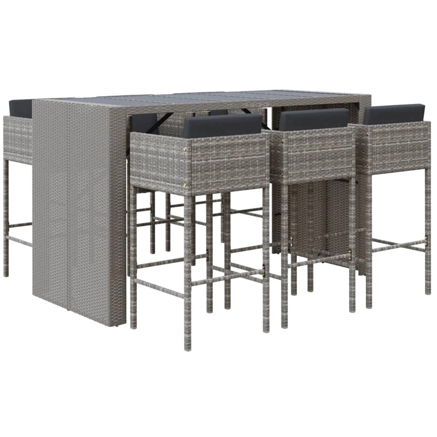 vidaXL 7-tlg Gartenbar-Set mit Kissen Grau Poly Rattan Modell 6 vidaXL 7-tlg Gartenbar-Set mit Kissen Grau Poly Rattan Modell 6 von VIDAXL