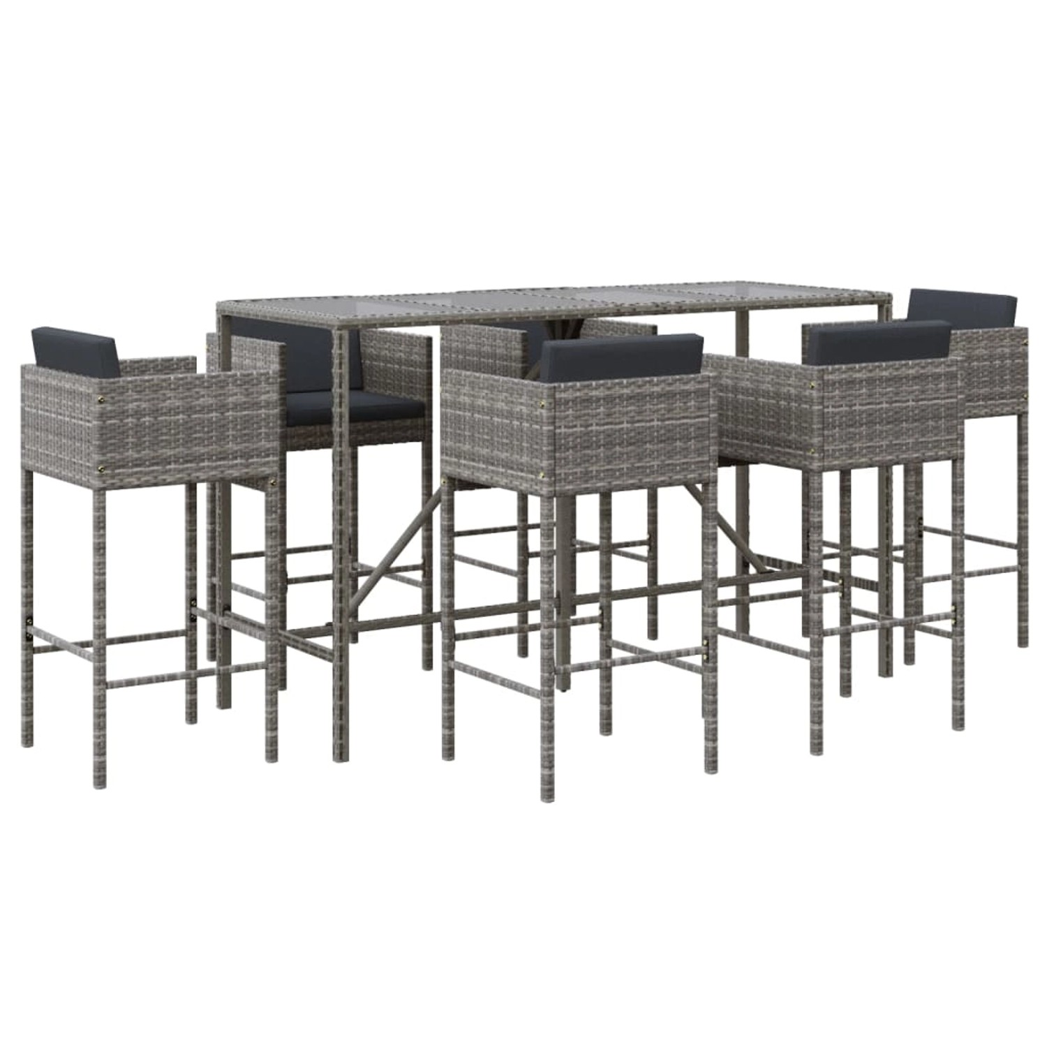 vidaXL 7-tlg Gartenbar-Set mit Kissen Grau Poly Rattan Modell 7 vidaXL 7-tlg Gartenbar-Set mit Kissen Grau Poly Rattan Modell 7 von VIDAXL