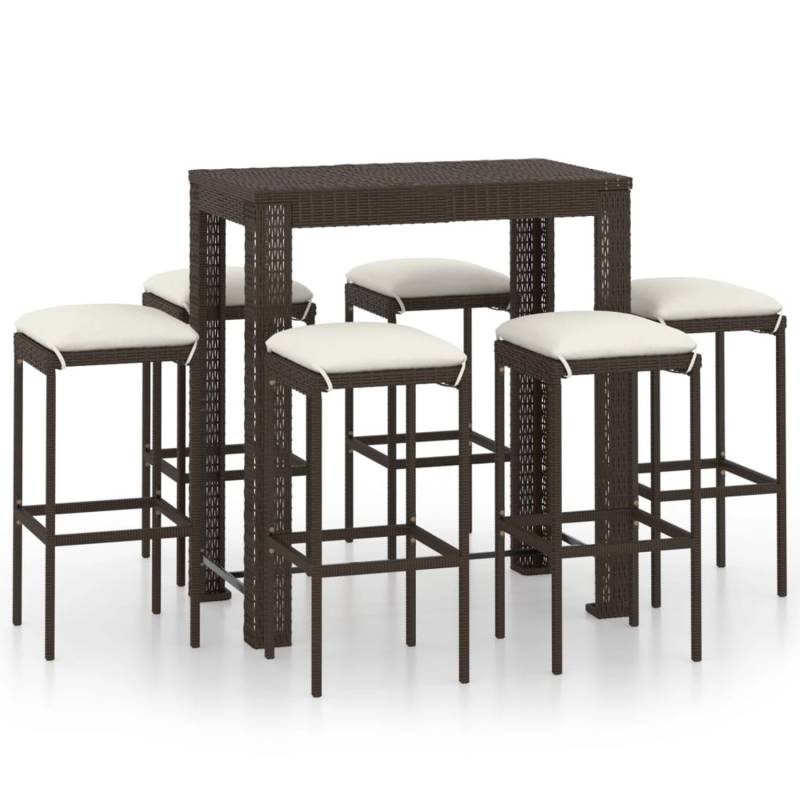 vidaXL 7-tlg Gartenbar-Set mit Kissen Poly Rattan Braun Modell 1 von VIDAXL