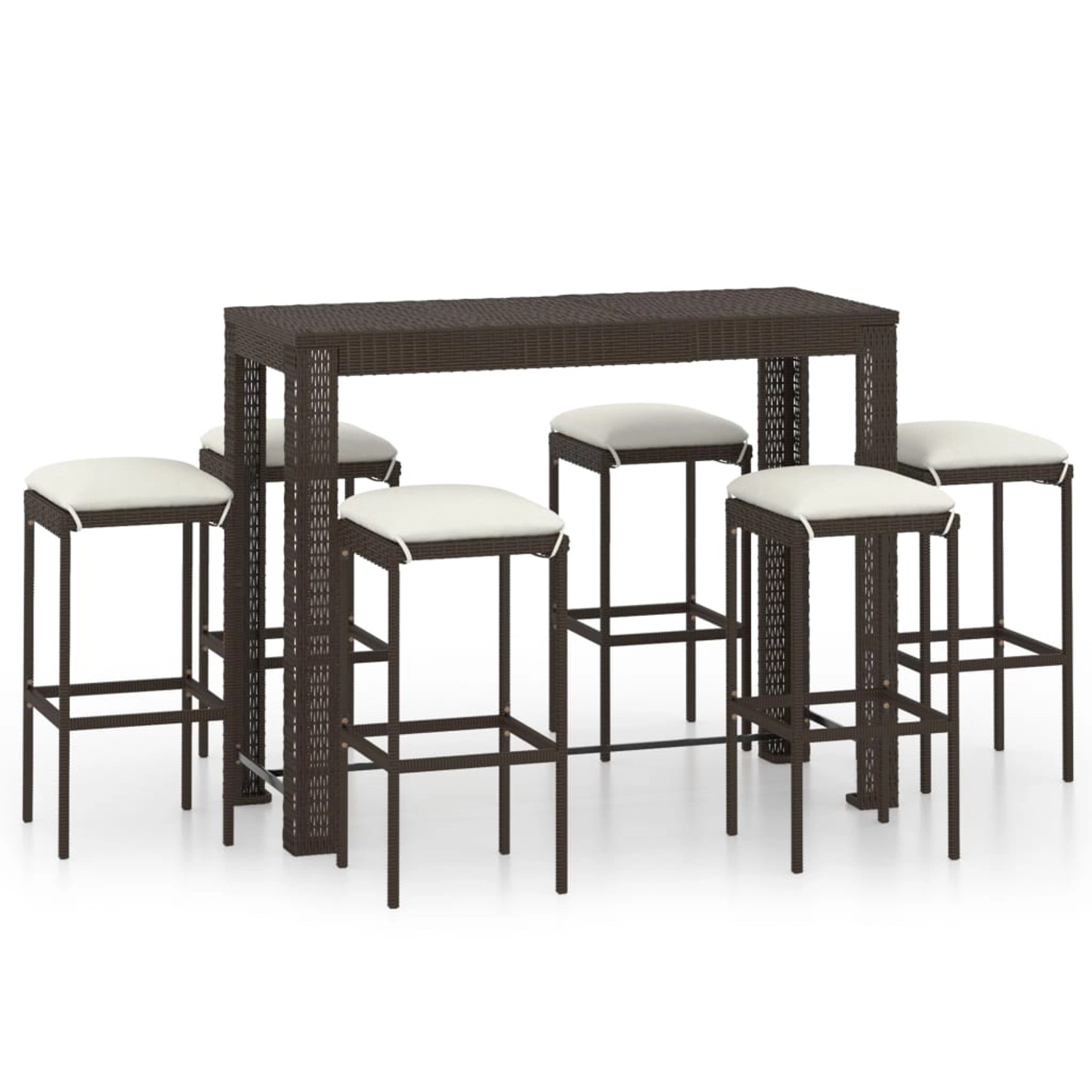 vidaXL 7-tlg Gartenbar-Set mit Kissen Poly Rattan Braun Modell 2 vidaXL 7-tlg Gartenbar-Set mit Kissen Poly Rattan Braun Modell 2 von VIDAXL