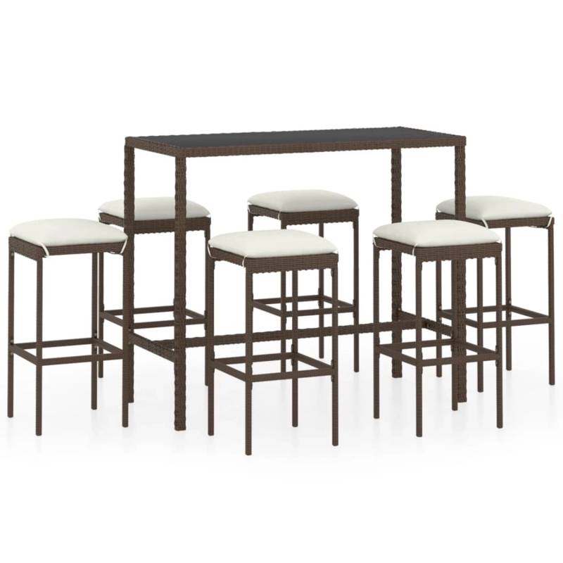 vidaXL 7-tlg Gartenbar-Set mit Kissen Poly Rattan Braun Modell 3 von VIDAXL