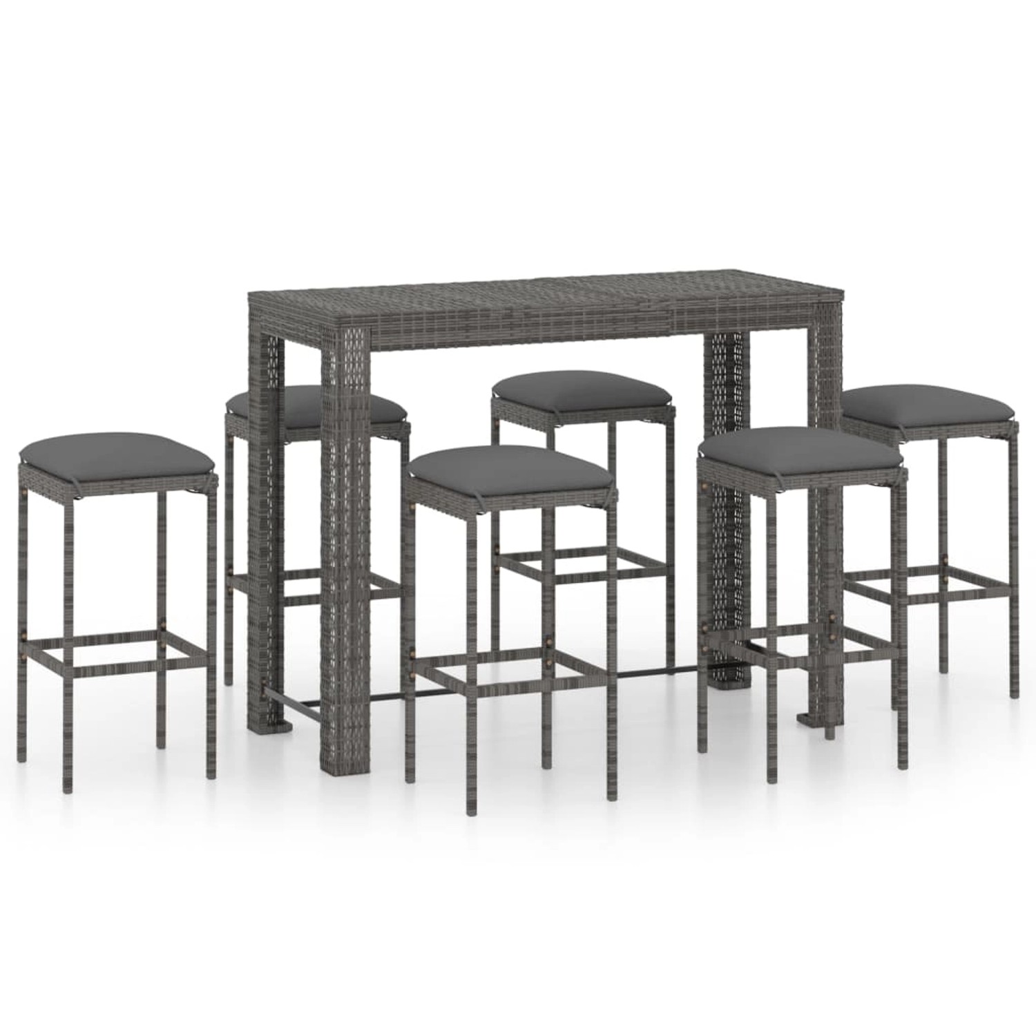 vidaXL 7-tlg Gartenbar-Set mit Kissen Poly Rattan Grau Modell 2 vidaXL 7-tlg Gartenbar-Set mit Kissen Poly Rattan Grau Modell 2 von VIDAXL