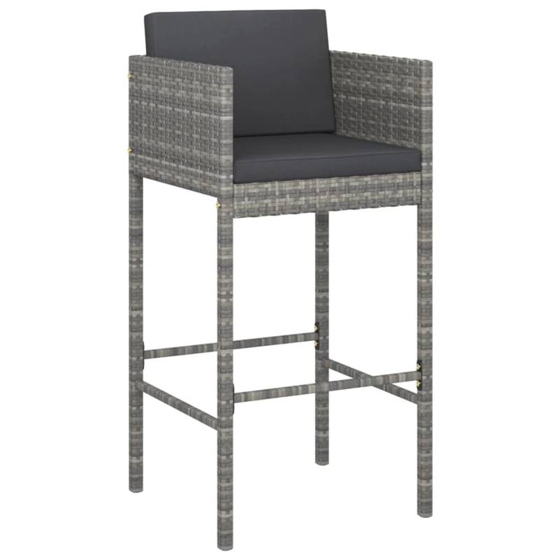 vidaXL 7-tlg Gartenbar-Set mit Kissen Poly Rattan Grau Modell 6 von VIDAXL