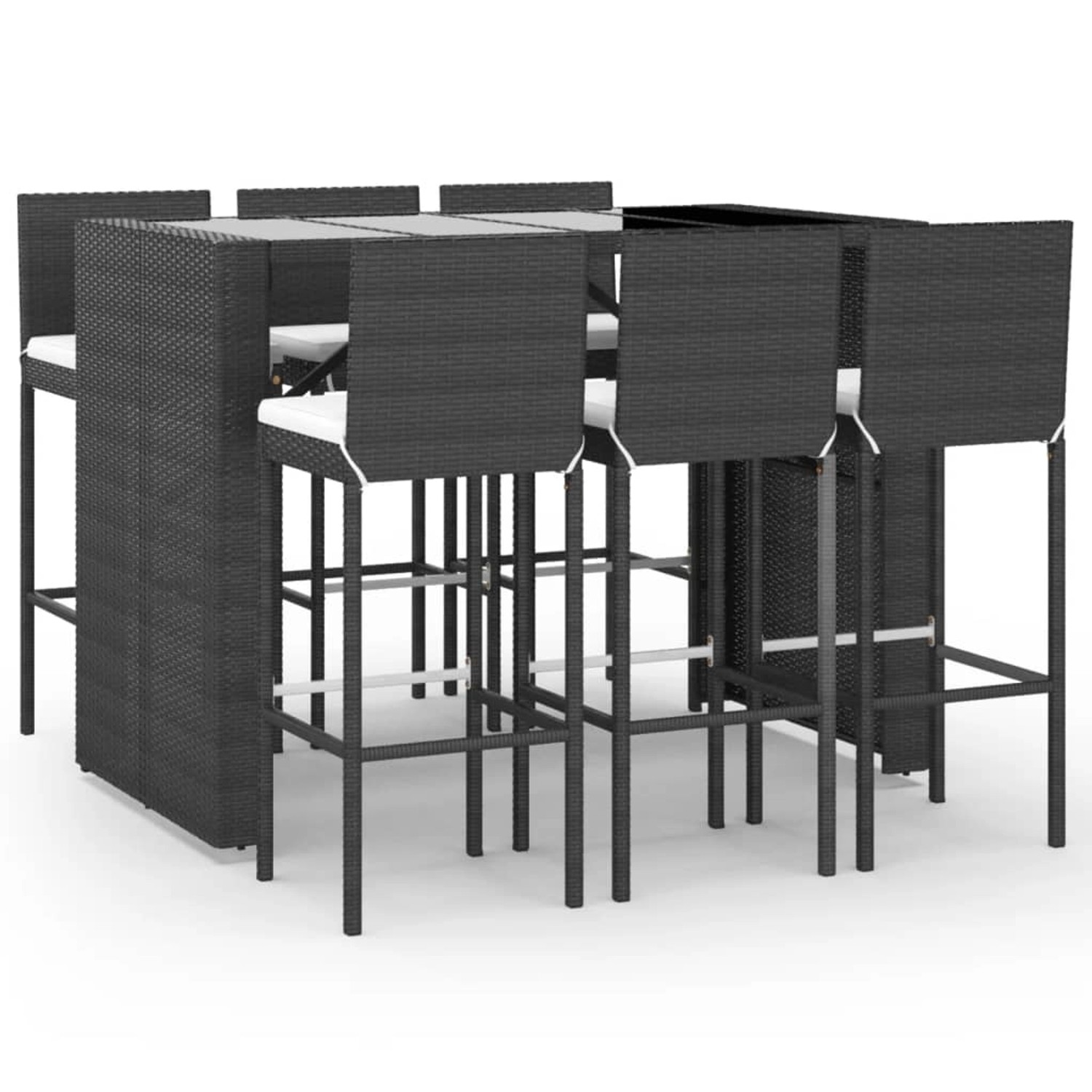 vidaXL 7-tlg Gartenbar-Set mit Kissen Schwarz Poly Rattan Modell 3 vidaXL 7-tlg Gartenbar-Set mit Kissen Schwarz Poly Rattan Modell 3 von VIDAXL