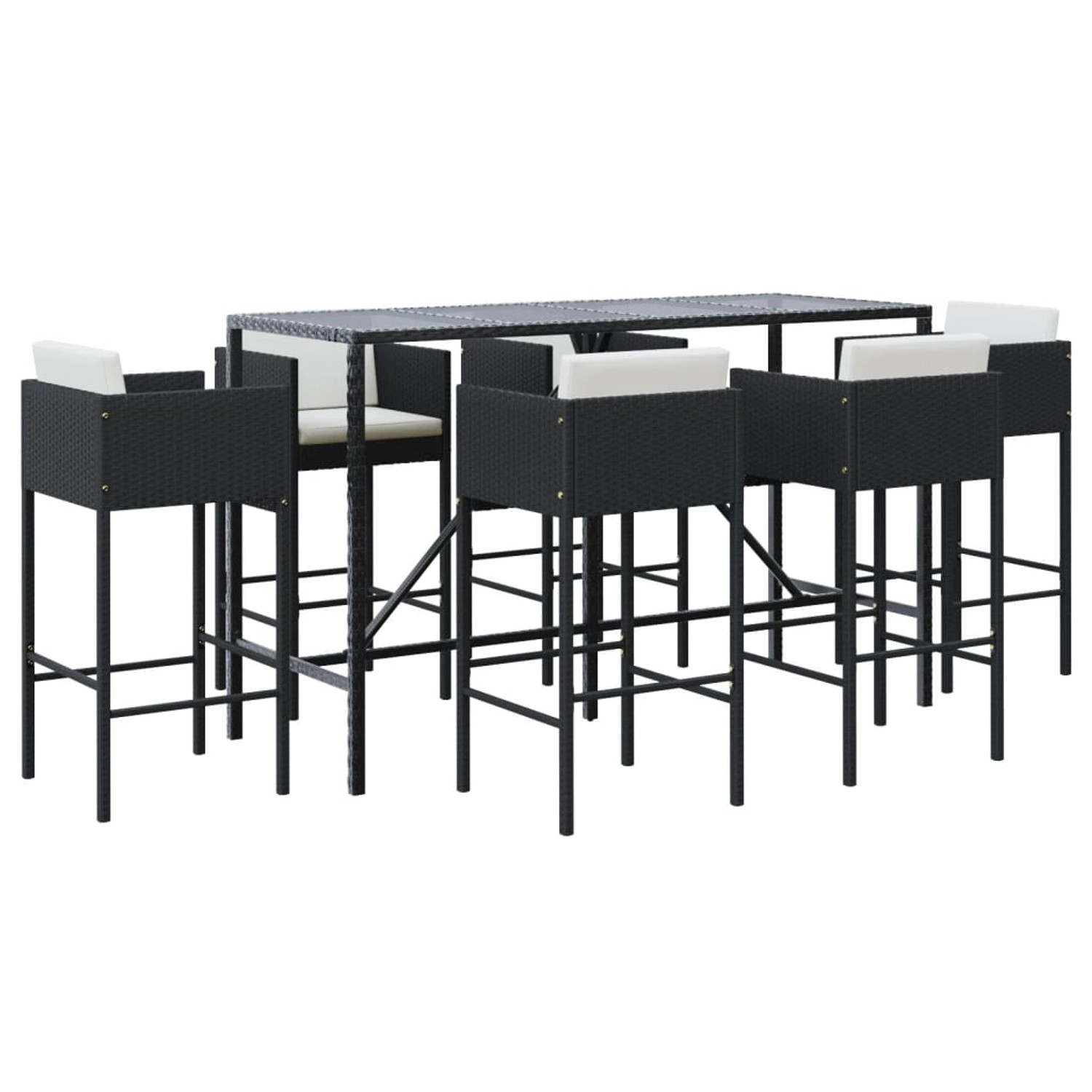 vidaXL 7-tlg Gartenbar-Set mit Kissen Schwarz Poly Rattan Modell 5 vidaXL 7-tlg Gartenbar-Set mit Kissen Schwarz Poly Rattan Modell 5 von VIDAXL