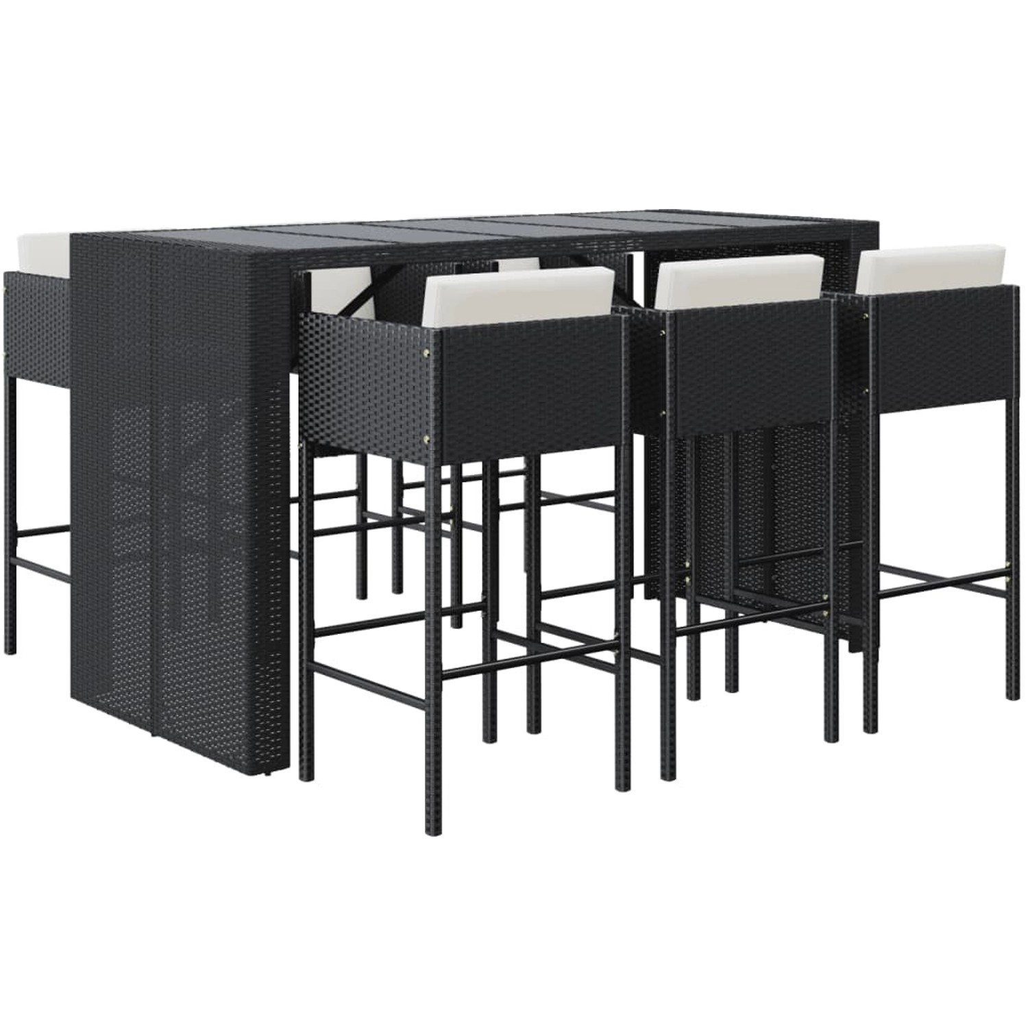 vidaXL 7-tlg Gartenbar-Set mit Kissen Schwarz Poly Rattan Modell 6 vidaXL 7-tlg Gartenbar-Set mit Kissen Schwarz Poly Rattan Modell 6 von VIDAXL