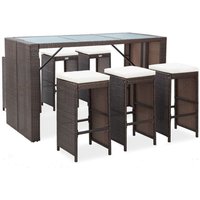 vidaXL 7-tlg. Gartenbar-Set mit Auflagen Poly Rattan Braun vidaXL 7-tlg. Gartenbar-Set mit Auflagen Poly Rattan Braun von VIDAXL