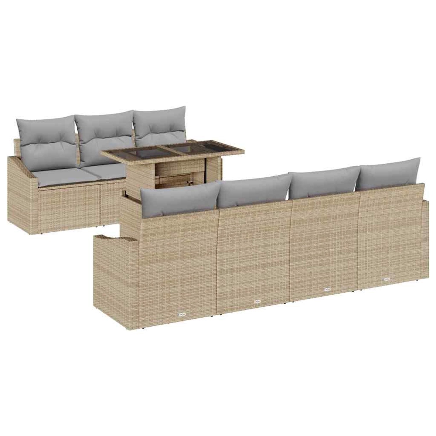 vidaXL 8-Teiliges Garten-Sofa-Set mit Kissen in Beige aus Poly Rattan 3357683 von VIDAXL