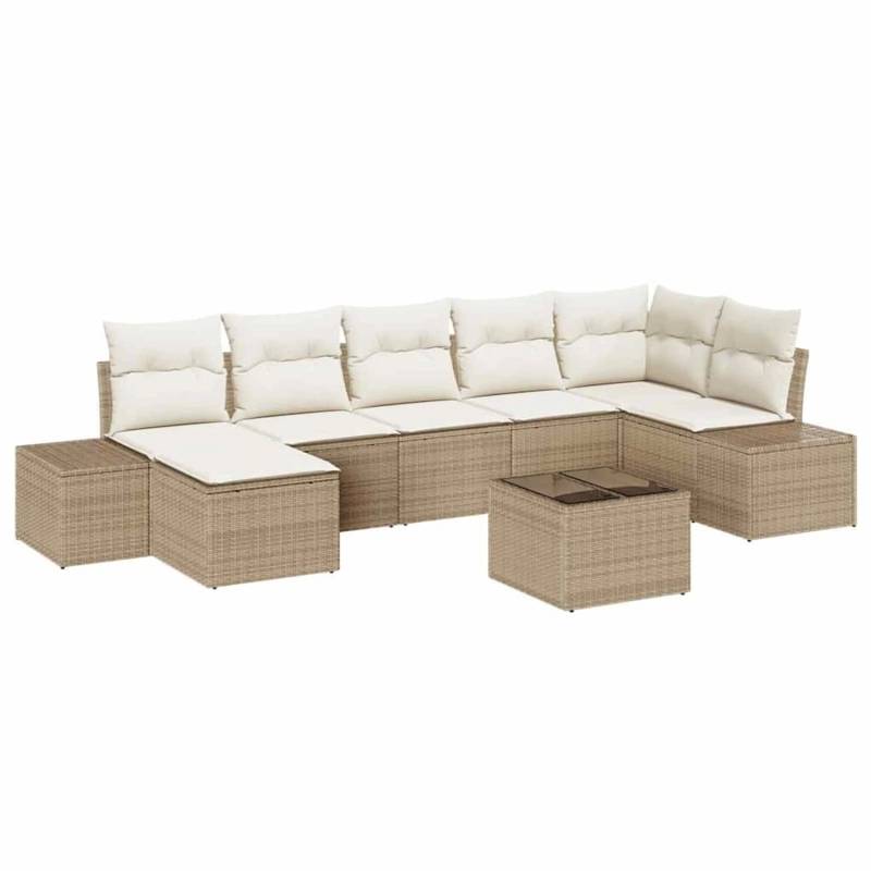vidaXL 8-Teiliges Gartensofa-Set mit Kissen in Braun Poly Rattan 3355830 von VIDAXL