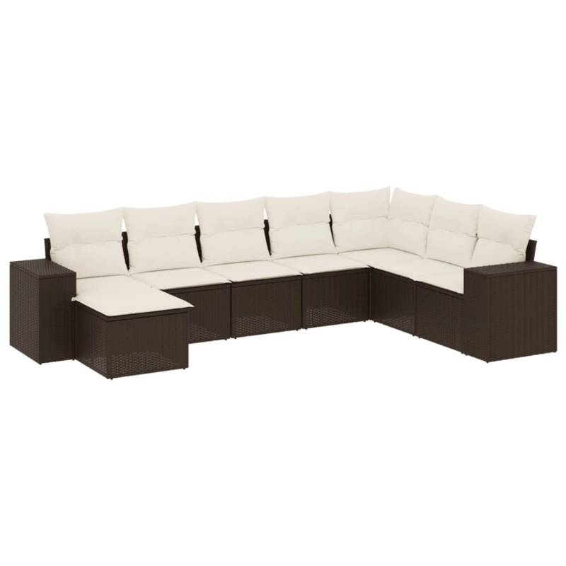 vidaXL 8-Tlg Garten-Sofagarnitur mit Kissen Braun Poly Rattan 3222962 von VIDAXL