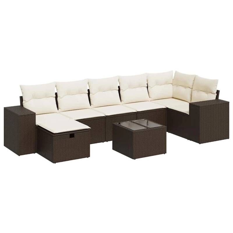 vidaXL 8-Tlg Garten-Sofagarnitur mit Kissen Braun Poly Rattan 3325719 von VIDAXL