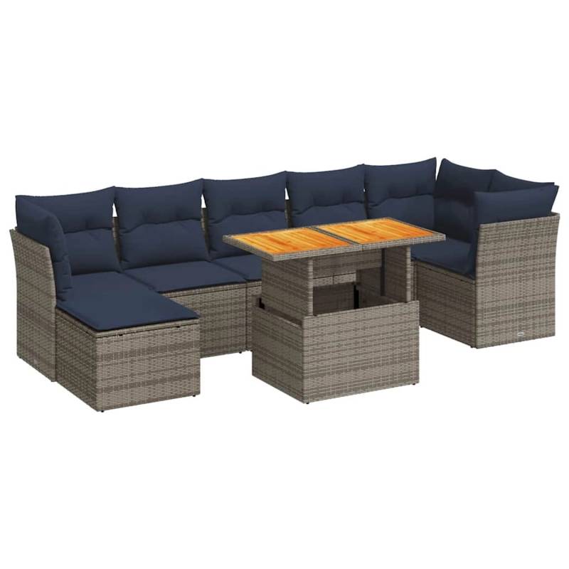 vidaXL 8-Tlg Garten-Sofagarnitur mit Kissen Grau Poly Rattan 3326959 von VIDAXL