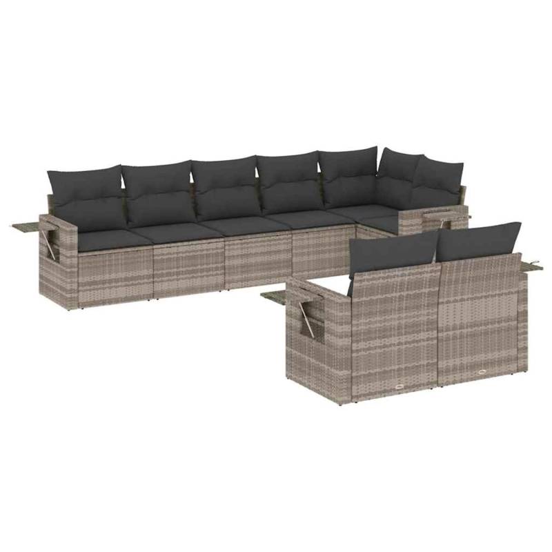 vidaXL 8-Tlg Garten-Sofagarnitur mit Kissen Hellgrau Poly Rattan 3220421 von VIDAXL