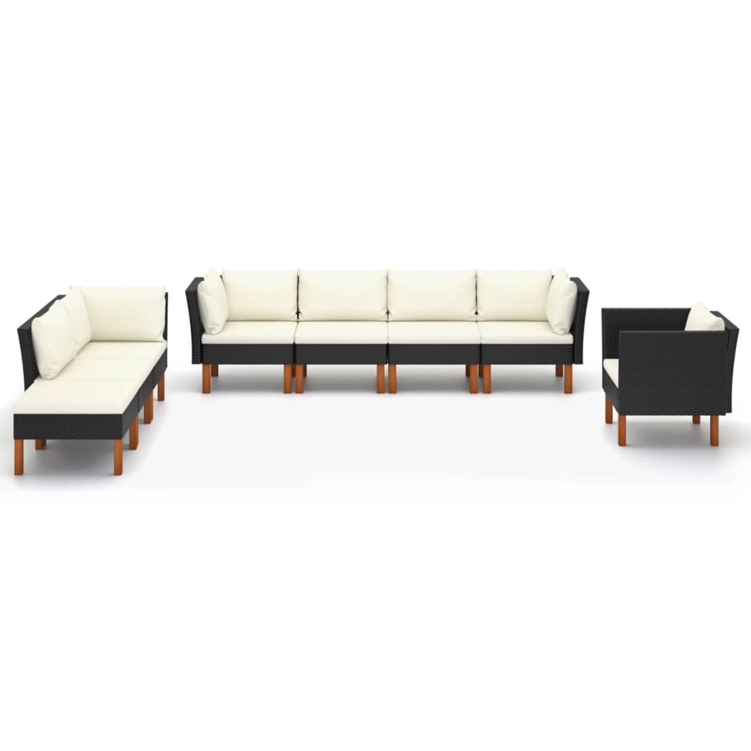 vidaXL 8-tlg Garten-Lounge-Set Poly Rattan Eukalyptusholz Schwarz vidaXL 8-tlg Garten-Lounge-Set Poly Rattan Eukalyptusholz Schwarz von VIDAXL