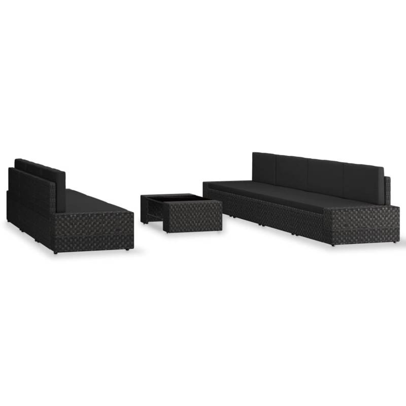 vidaXL 8-tlg Garten-Lounge-Set Poly Rattan Schwarz Modell 1 von VIDAXL