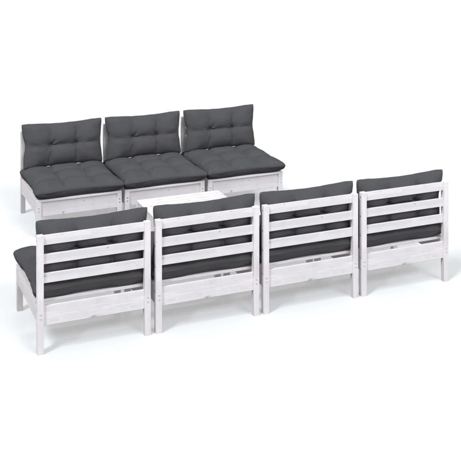 vidaXL 8-tlg Garten-Lounge-Set mit Anthrazit Kissen Kiefernholz Modell 7 vidaXL 8-tlg Garten-Lounge-Set mit Anthrazit Kissen Kiefernholz Modell 7 von VIDAXL