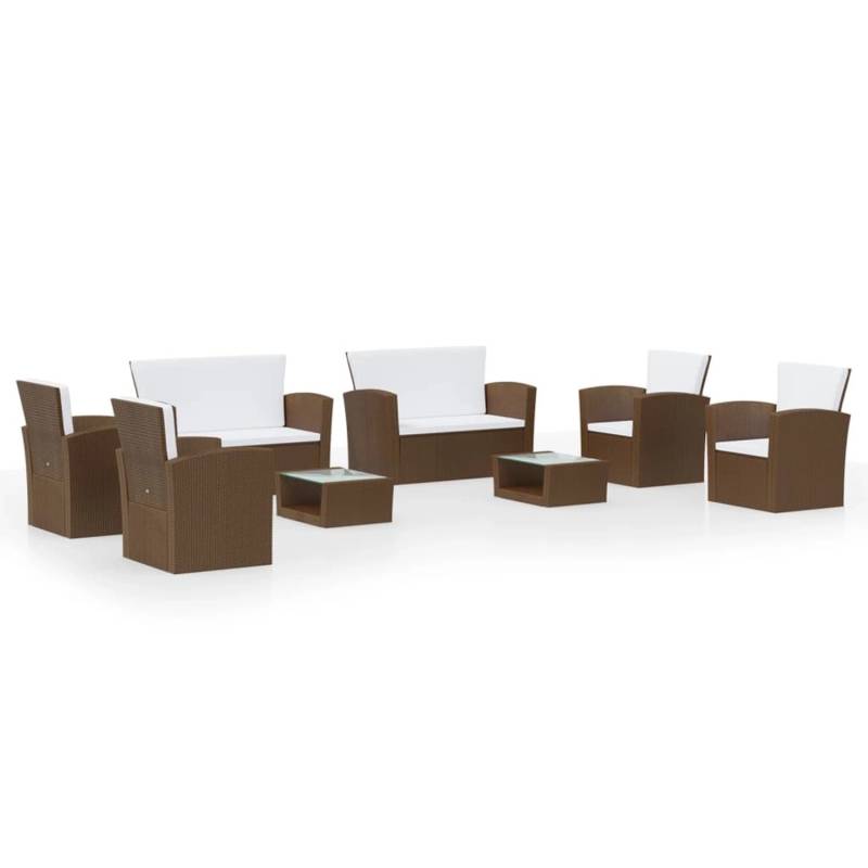 vidaXL 8-tlg Garten-Lounge-Set mit Auflagen Poly Rattan Braun Modell 25 von VIDAXL