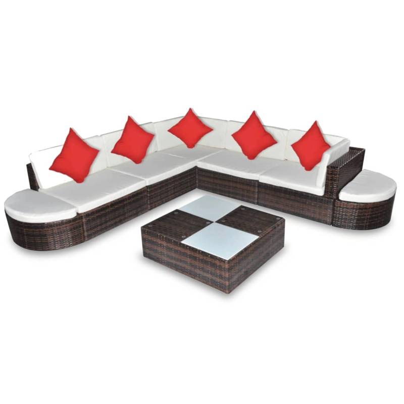 vidaXL 8-tlg Garten-Lounge-Set mit Auflagen Poly Rattan Braun Modell 3 von VIDAXL
