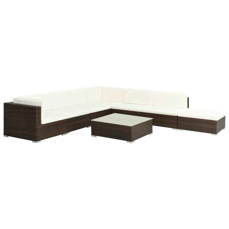vidaXL 8-tlg Garten-Lounge-Set mit Auflagen Poly Rattan Braun Modell 7 von VIDAXL