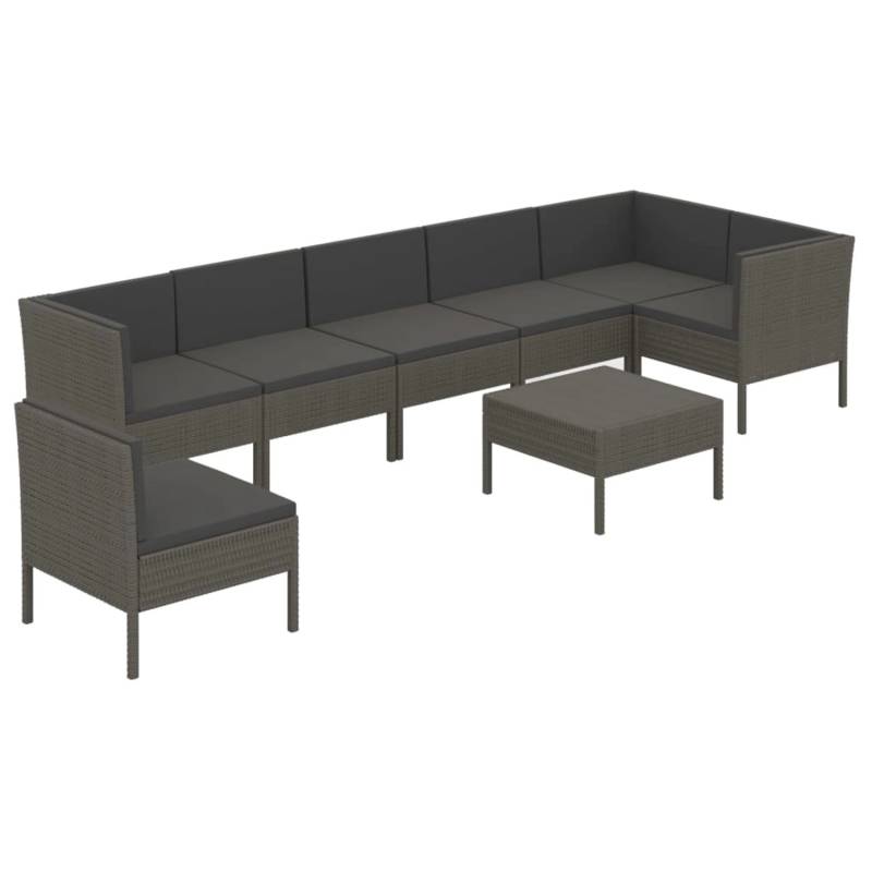vidaXL 8-tlg Garten-Lounge-Set mit Auflagen Poly Rattan Grau Modell 18 von VIDAXL