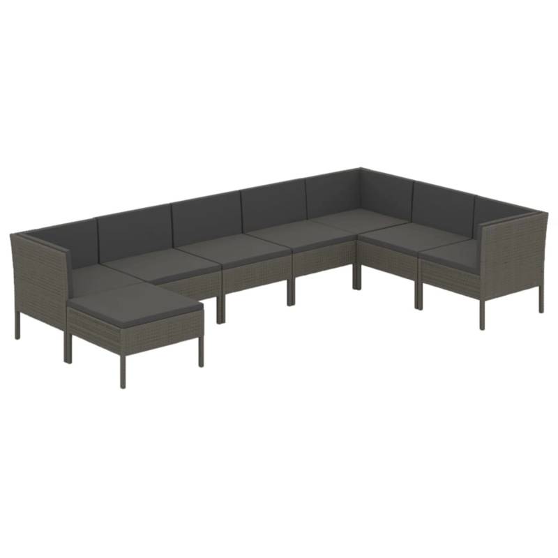 vidaXL 8-tlg Garten-Lounge-Set mit Auflagen Poly Rattan Grau Modell 22 von VIDAXL