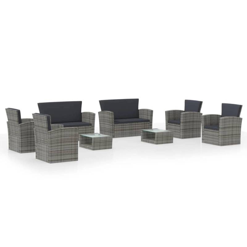 vidaXL 8-tlg Garten-Lounge-Set mit Auflagen Poly Rattan Grau Modell 25 von VIDAXL