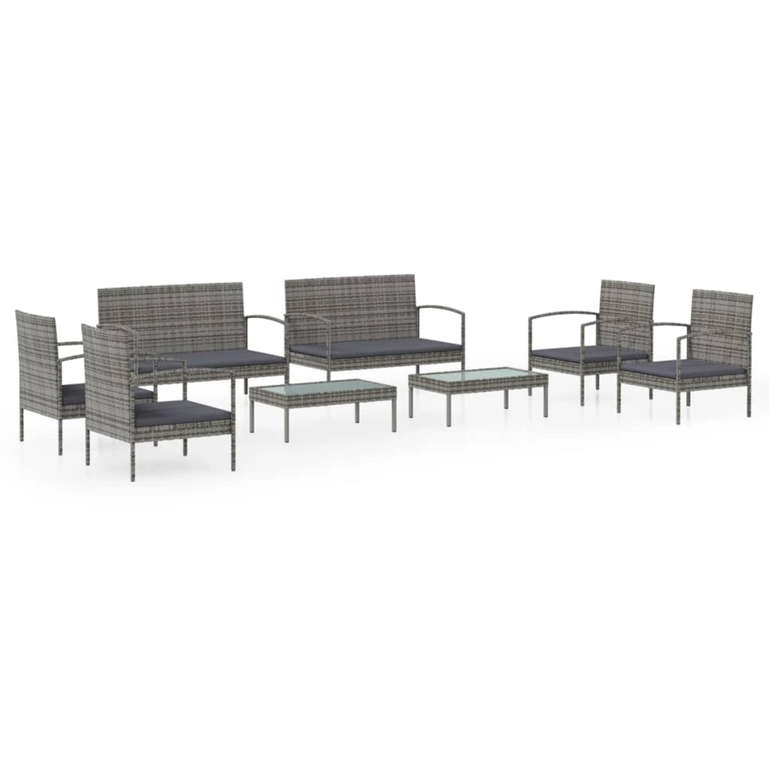 vidaXL 8-tlg Garten-Lounge-Set mit Auflagen Poly Rattan Grau Modell 27 vidaXL 8-tlg Garten-Lounge-Set mit Auflagen Poly Rattan Grau Modell 27 von VIDAXL