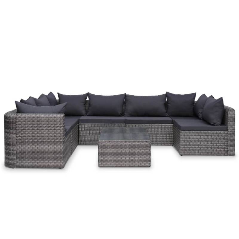 vidaXL 8-tlg Garten-Lounge-Set mit Auflagen Poly Rattan Grau Modell 3 von VIDAXL