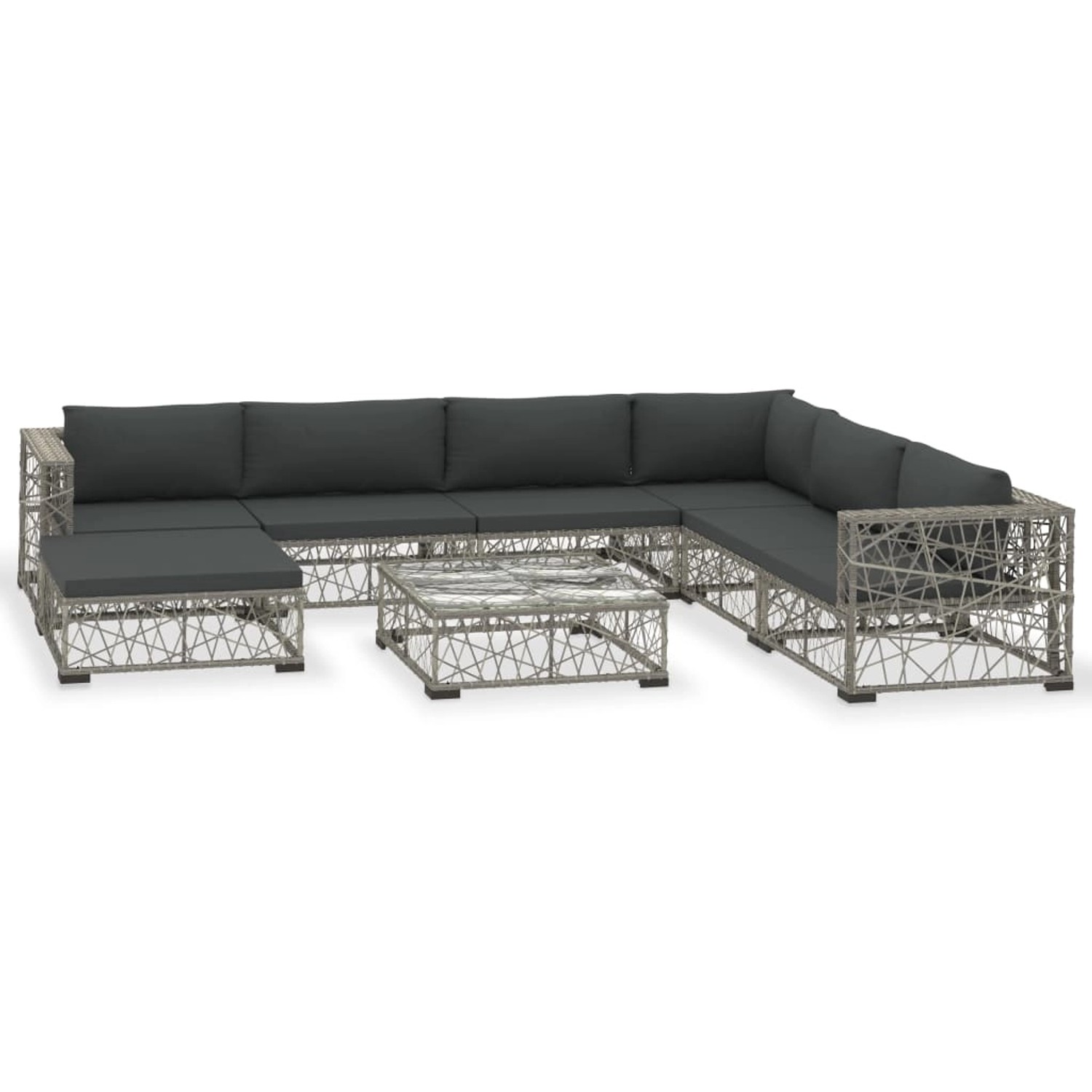 vidaXL 8-tlg Garten-Lounge-Set mit Auflagen Poly Rattan Grau Modell 8 vidaXL 8-tlg Garten-Lounge-Set mit Auflagen Poly Rattan Grau Modell 8 von VIDAXL