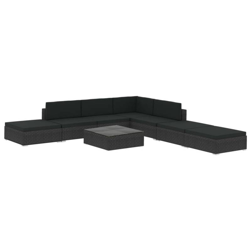 vidaXL 8-tlg Garten-Lounge-Set mit Auflagen Poly Rattan Schwarz Modell 11 von VIDAXL