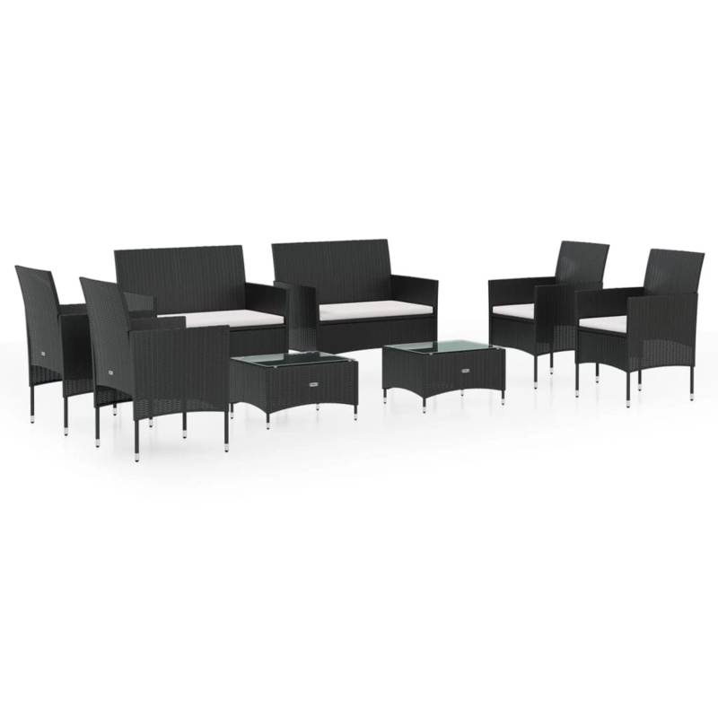 vidaXL 8-tlg Garten-Lounge-Set mit Auflagen Poly Rattan Schwarz Modell 51 von VIDAXL
