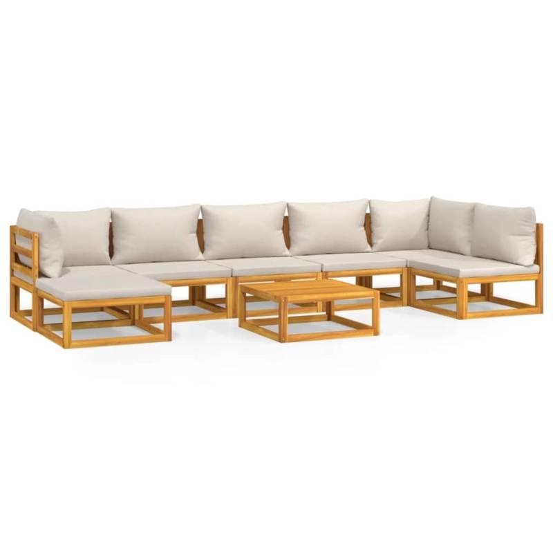 vidaXL 8-tlg Garten-Lounge-Set mit Hellgrauen Kissen Massivholz Modell 1 von VIDAXL
