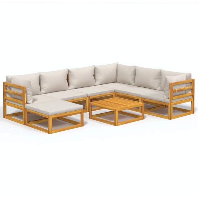 vidaXL 8-tlg Garten-Lounge-Set mit Hellgrauen Kissen Massivholz Modell 3 von VIDAXL