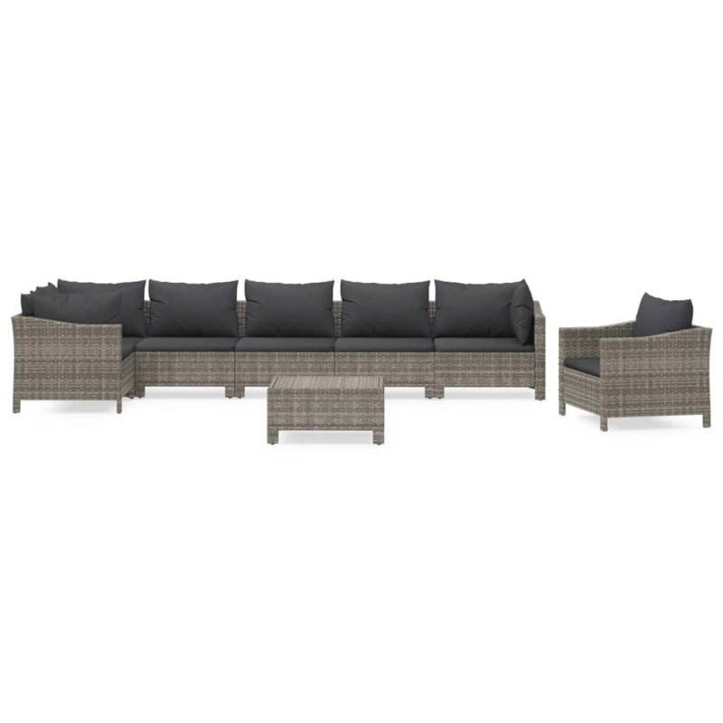 vidaXL 8-tlg Garten-Lounge-Set mit Kissen Grau Poly Rattan Modell 52 von VIDAXL