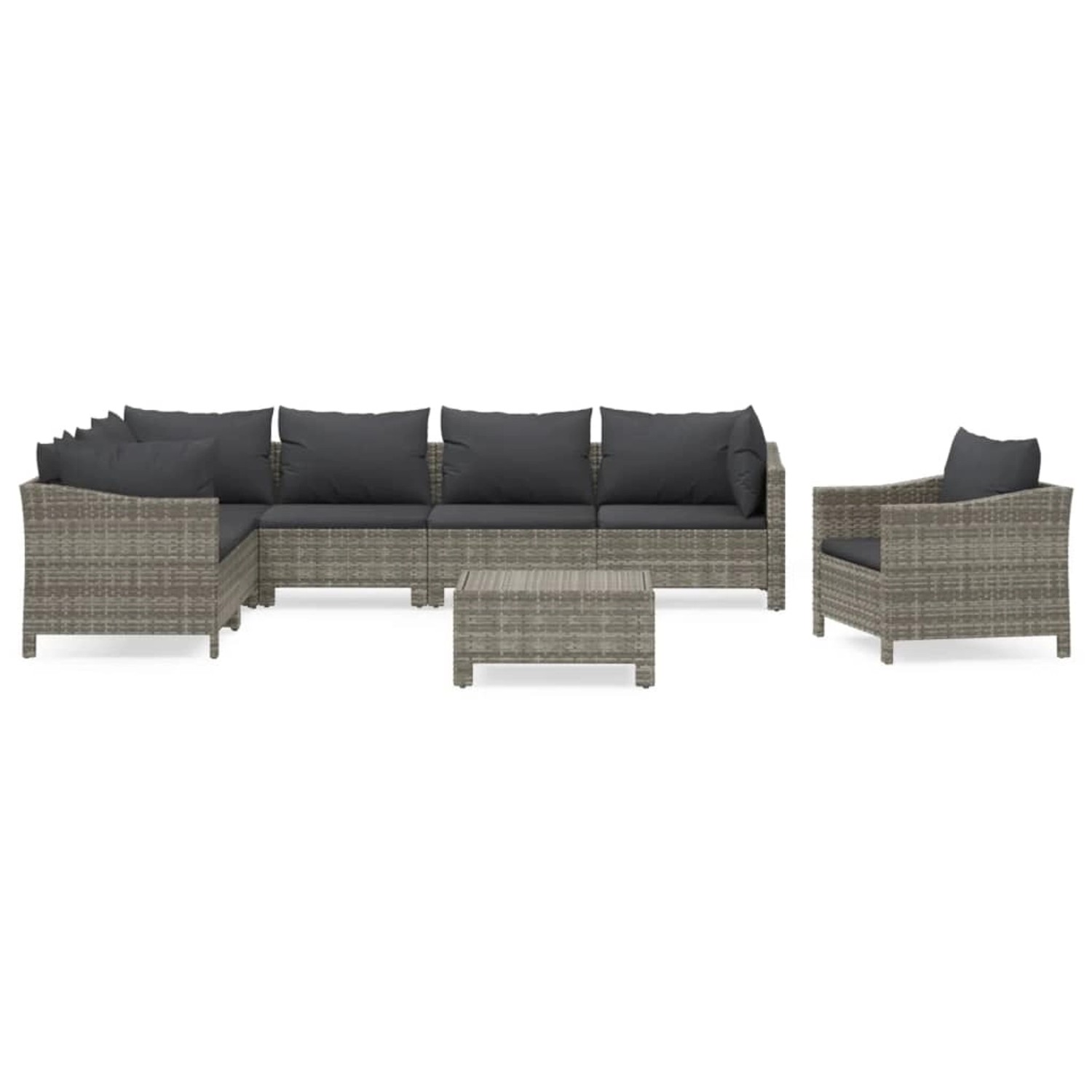 vidaXL 8-tlg Garten-Lounge-Set mit Kissen Grau Poly Rattan Modell 61 vidaXL 8-tlg Garten-Lounge-Set mit Kissen Grau Poly Rattan Modell 61 von VIDAXL