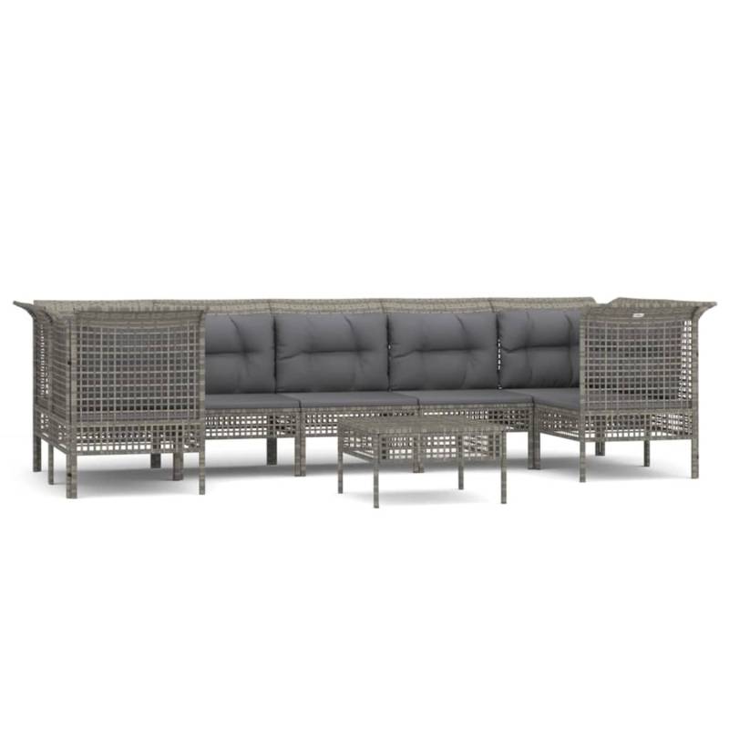 vidaXL 8-tlg Garten-Lounge-Set mit Kissen Grau Poly Rattan Modell 69 von VIDAXL