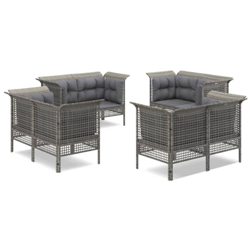 vidaXL 8-tlg Garten-Lounge-Set mit Kissen Grau Poly Rattan Modell 70 von VIDAXL