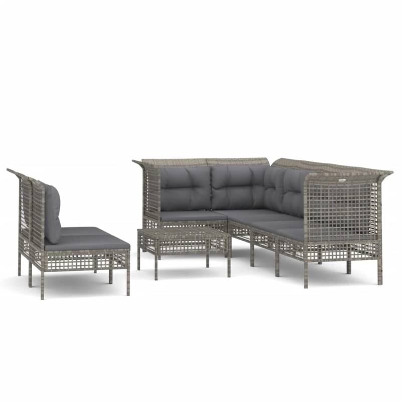 vidaXL 8-tlg Garten-Lounge-Set mit Kissen Grau Poly Rattan Modell 75 von VIDAXL