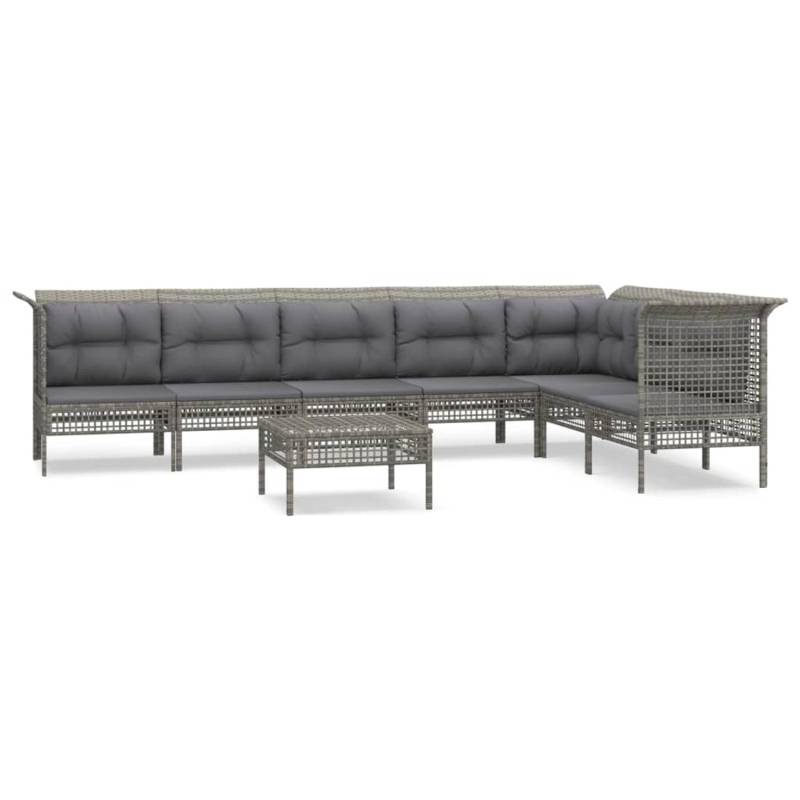 vidaXL 8-tlg Garten-Lounge-Set mit Kissen Grau Poly Rattan Modell 77 von VIDAXL