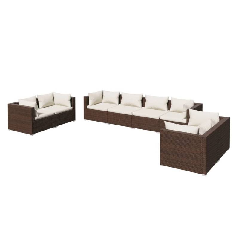 vidaXL 8-tlg Garten-Lounge-Set mit Kissen Poly Rattan Braun Modell 46 von VIDAXL
