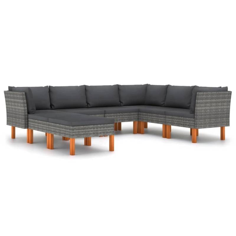 vidaXL 8-tlg Garten-Lounge-Set mit Kissen Poly Rattan Grau Modell 3 von VIDAXL