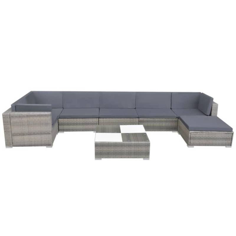 vidaXL 8-tlg Garten-Lounge-Set mit Kissen Poly Rattan Grau Modell 54 von VIDAXL