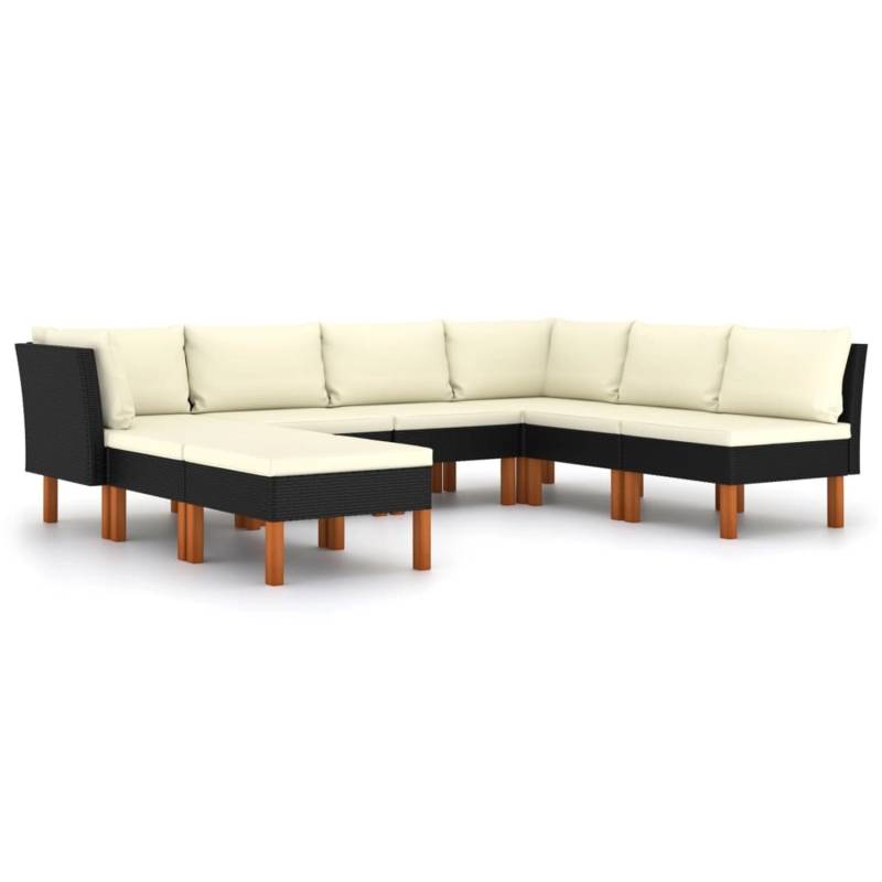 vidaXL 8-tlg Garten-Lounge-Set mit Kissen Poly Rattan Schwarz Modell 3 von VIDAXL