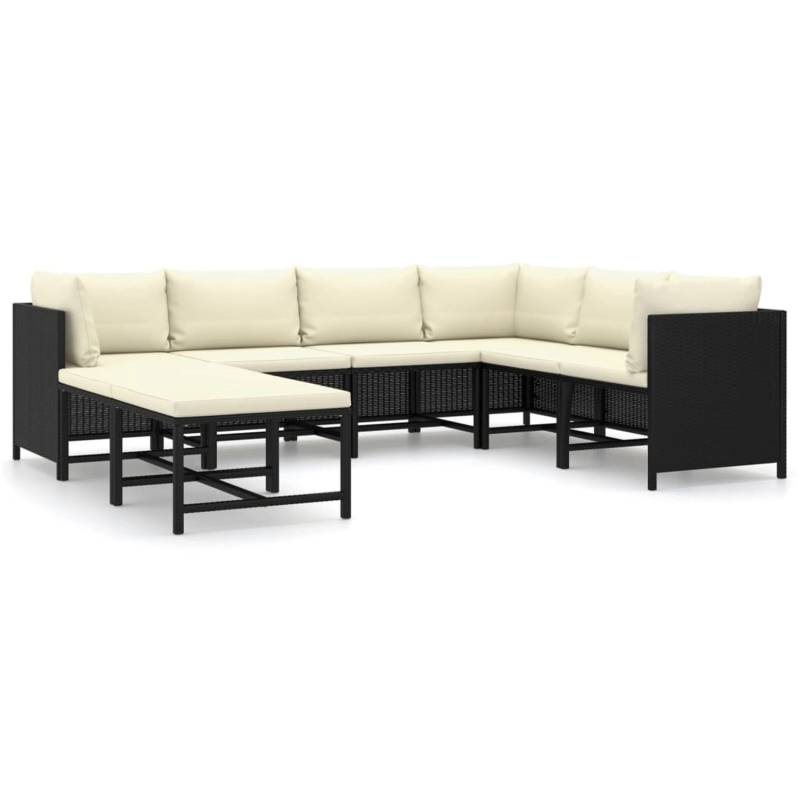 vidaXL 8-tlg Garten-Lounge-Set mit Kissen Poly Rattan Schwarz Modell 7 von VIDAXL