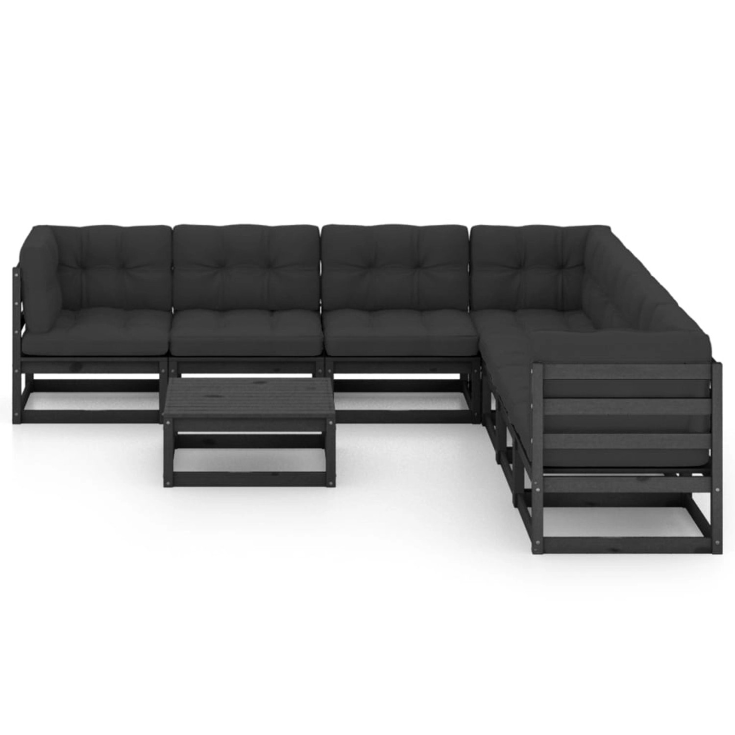 vidaXL 8-tlg Garten-Lounge-Set mit Kissen Schwarz Kiefer Massivholz Modell 9 vidaXL 8-tlg Garten-Lounge-Set mit Kissen Schwarz Kiefer Massivholz Modell 9 von VIDAXL