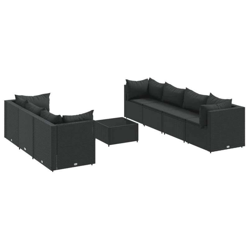 vidaXL 8-tlg Garten-Lounge-Set mit Kissen Schwarz Poly Rattan Modell 36 von VIDAXL