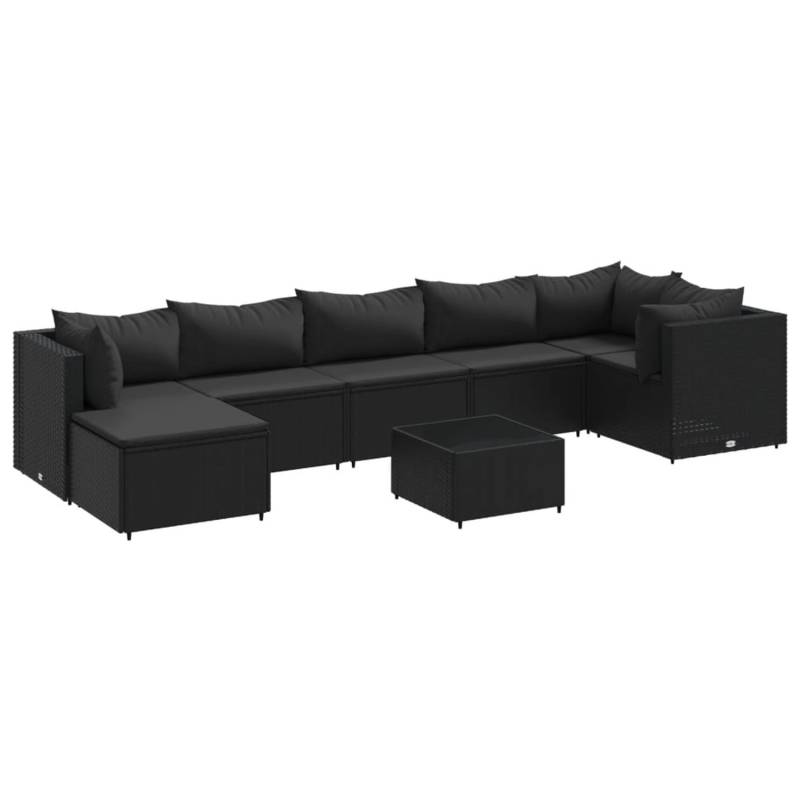 vidaXL 8-tlg Garten-Lounge-Set mit Kissen Schwarz Poly Rattan Modell 38 von VIDAXL
